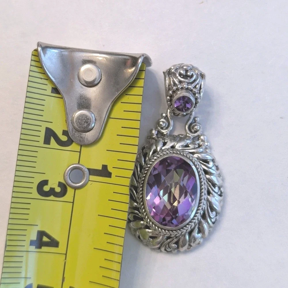 Sarda Bluejay Jazz Mystic Quartz Brazilian Amethyst Sterling Silver Pendant